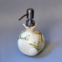 Handmade Ceramic Soap Dispenser Retro Pomegranate Lotion Pump - thumbnail 4