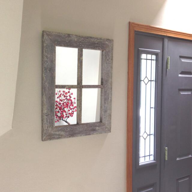 Reclaimed Barn Wood Window Mirror Rustic Wall Decor - 26x21