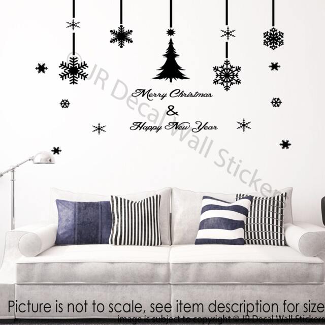 Christmas Tree Wall Decal, Snowflake Stickers, Xmas Window Decor - image 1