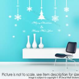 Christmas Tree Wall Decal, Snowflake Stickers, Xmas Window Decor - thumbnail 4