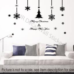 Christmas Tree Wall Decal, Snowflake Stickers, Xmas Window Decor