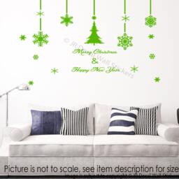 Christmas Tree Wall Decal, Snowflake Stickers, Xmas Window Decor - thumbnail 3