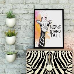 Giraffe Print, Inspirational Quote Print, Nursery Fun Animal Stand Tall, Living Room Wall Decor, Print - thumbnail 3