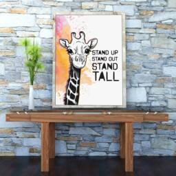 Giraffe Print, Inspirational Quote Print, Nursery Fun Animal Stand Tall, Living Room Wall Decor, Print - thumbnail 1