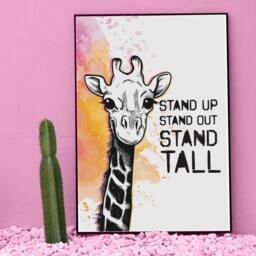 Giraffe Print, Inspirational Quote Print, Nursery Fun Animal Stand Tall, Living Room Wall Decor, Print - thumbnail 2