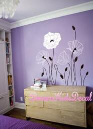 Floral Nursery Wall Decal, Flower Decor With Custom Name