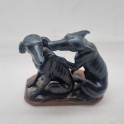 Black With Blue Townley Greyhound Statuette, Whippet Hound Dog Statue, Pair Of Dogs, Animal Figurine. Lover Gift Idea, Cute Puppy Ornament - thumbnail 3