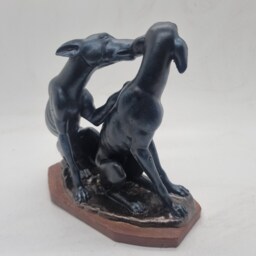 Black With Blue Townley Greyhound Statuette, Whippet Hound Dog Statue, Pair Of Dogs, Animal Figurine. Lover Gift Idea, Cute Puppy Ornament - thumbnail 2