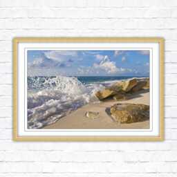Waves On A Caribbean Beach. Framed Picture Print With Choice Of Frame Colours. Beach Seascape - thumbnail 3