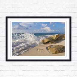 Waves On A Caribbean Beach. Framed Picture Print With Choice Of Frame Colours. Beach Seascape - thumbnail 2