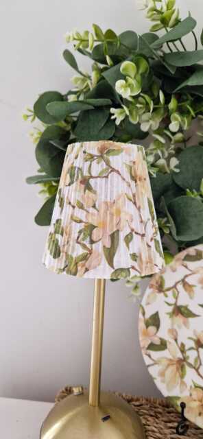 Cordless Touch Lamp. Beautiful Decoupaged White Magnolia Usb Rechargeable Table Lamp.matching Hand Decorated.cordless - image 1