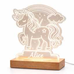 Personalised Unicorn Rainbow Night Light For Girls - Custom Name Led Lamp Kids Bedroom Decor - thumbnail 3