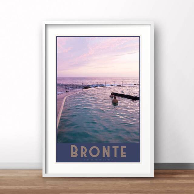 Bronte Beach Print, Sydney Australia, Vintage Travel Poster - image 1