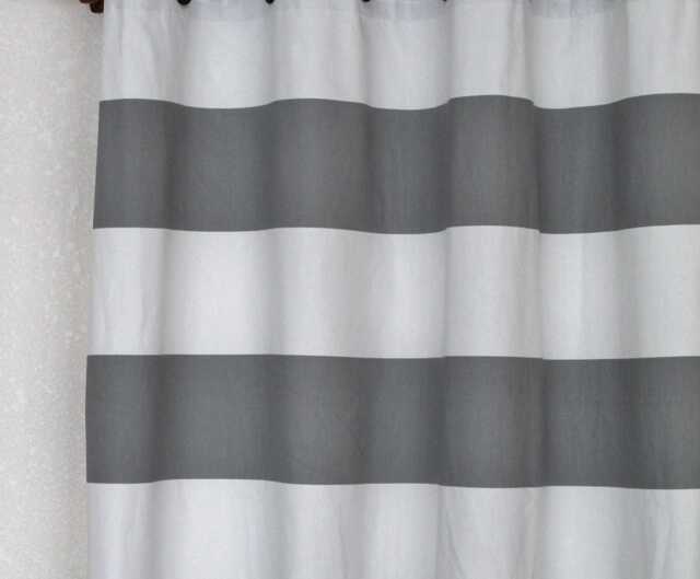 Cabana Stripe Curtain Panels Navy Grey Yellow Cotton Drapes Usa Made, Multiple Colors - image 1