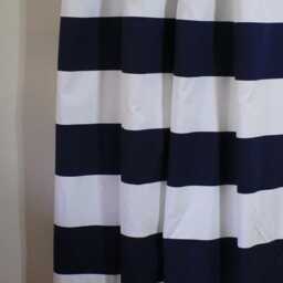 Cabana Stripe Curtain Panels Navy Grey Yellow Cotton Drapes Usa Made, Multiple Colors - thumbnail 2