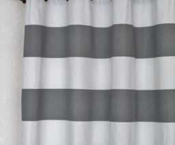 Cabana Stripe Curtain Panels Navy Grey Yellow Cotton Drapes Usa Made, Multiple Colors - thumbnail 1