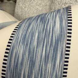 Denver Stripe Cushion Cover Lake Blue John Lewis Fabric Textured Cotton Blend Handmade in UK Modern Striped Case - thumbnail 3