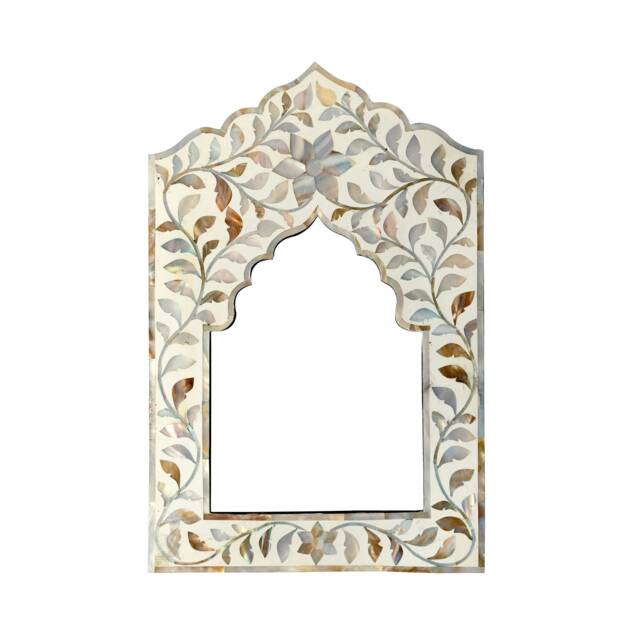Mother Of Pearl Inlay Picture Frame Handmade Floral Decor - image 1