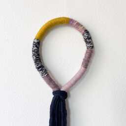 Black Knotted Rope Wall Decor, Modern Wrapped Knot Loop Art, Dark For Boho Decor - thumbnail 2