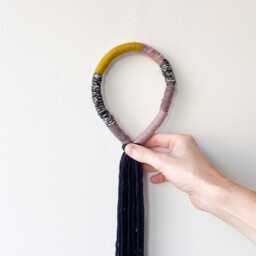 Black Knotted Rope Wall Decor, Modern Wrapped Knot Loop Art, Dark For Boho Decor - thumbnail 3