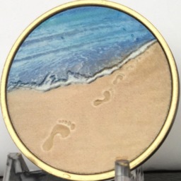 Footprints in The Sand Tropical Blue & Bronze Medallion Chip Coin Token Foot Prints Spiritual Gift - thumbnail 4
