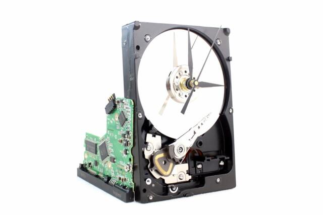 Upcycled Hard Drive Desk Clock Geek Tech Gift, Industrial Design - image 1