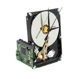Upcycled Hard Drive Desk Clock Geek Tech Gift, Industrial Design - thumbnail 4