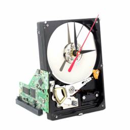 Upcycled Hard Drive Desk Clock Geek Tech Gift, Industrial Design - thumbnail 3