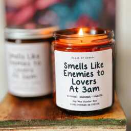 Smells Like Enemies To Lovers At 3Am Almond, Coconut, & Vanilla Scented Candle, Bookish Candle - thumbnail 1