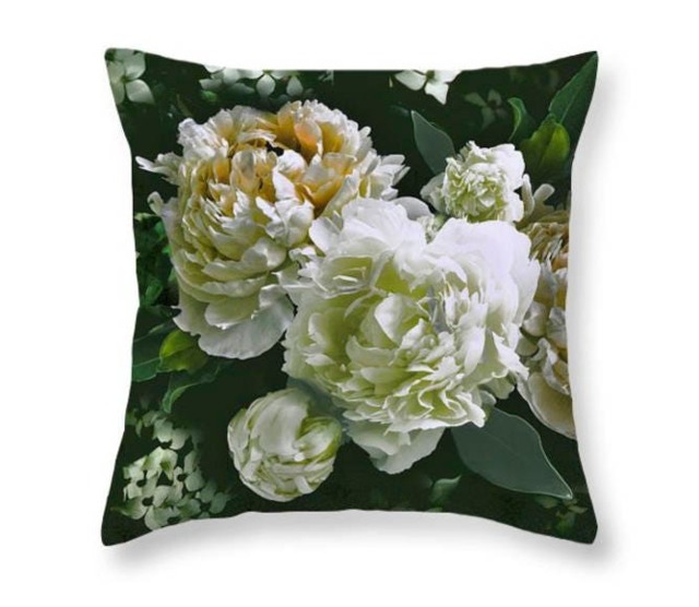 Velvet Pillow, Peony & Dogwood Throw 22X22 Or 18X18 Inches, Soft Velveteen Bed Decorative Sofa Pillow Cover, Xmas Gift? - image 1