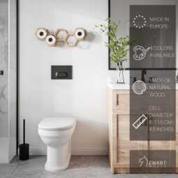 Toilet Paper Holder Shelf Wc Roll Wall Mount Wood Floating Rack For Bathroom Honeycomb - thumbnail 2