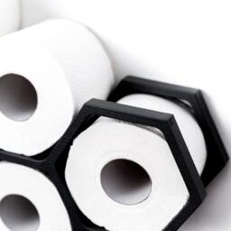 Toilet Paper Holder Shelf Wc Roll Wall Mount Wood Floating Rack For Bathroom Honeycomb Black - thumbnail 4