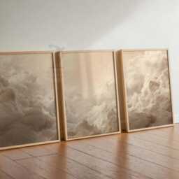 Beige Clouds Sky Poster Set, Neutral Home Decor - Set Of 3 - thumbnail 2