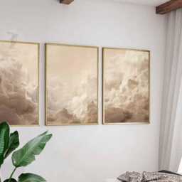 Beige Clouds Sky Poster Set, Neutral Home Decor - Set Of 3 - thumbnail 3