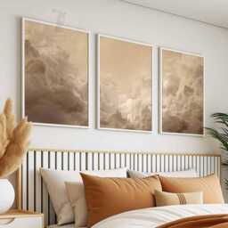Beige Clouds Sky Poster Set, Neutral Home Decor - Set Of 3 - thumbnail 4