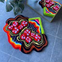 3D Mushroom & Rainbow Garden Fluffy Handmade Tufted Rug - thumbnail 3