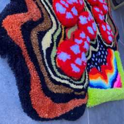 3D Mushroom & Rainbow Garden Fluffy Handmade Tufted Rug - thumbnail 4