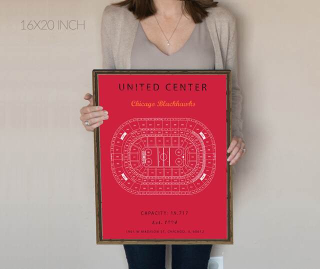 United Center, Chicago Blackhawks, Blackhawks Art, Center Chicago, Wall Gifts, Print, Blue Print - image 1