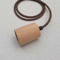 Plug in Pendant Light - Wood + Black Hanging Fabric Cable Wall Cord & Modern E27 Wooden Lamp Holder Reading, Ambient Mood Lighting - thumbnail 4