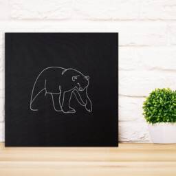 Embroidered Bear Canvas Poster, Single Line Minimalist Framed Wall Art - thumbnail 2
