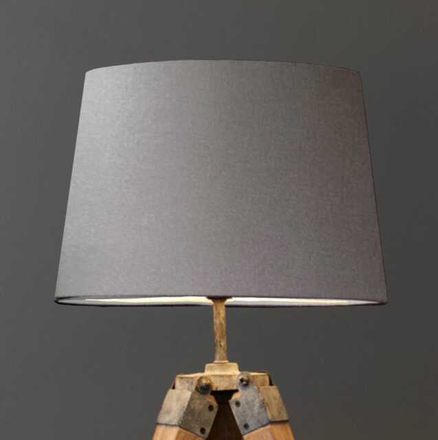 Silver Grey Cotton Empire Lampshade, French Drum Shade - image 1