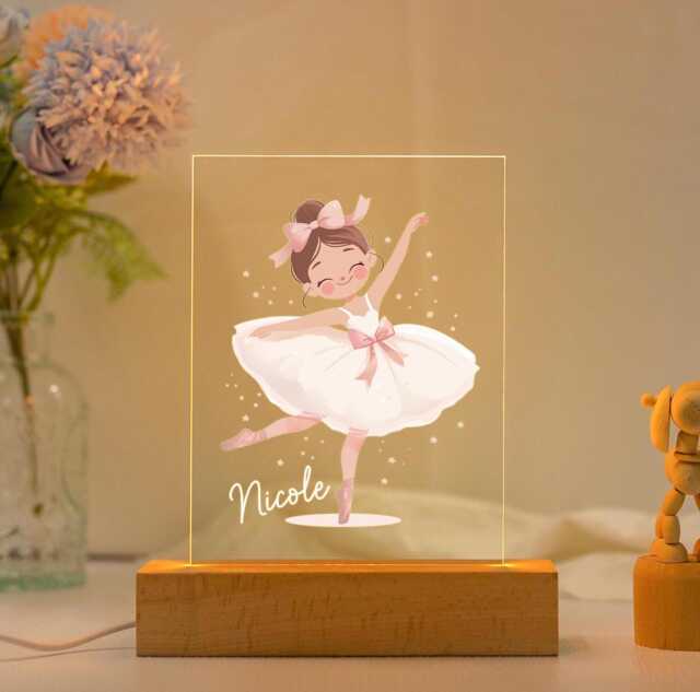 Personalized Ballerina Night Light, Ballet Dance Gift, Custom Gift, Nursery Room Decor, Birthday Gift For Girls, Children's Lights - image 1
