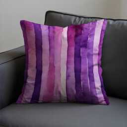 Purple Watercolor Stripe Cushion Cover, Modern Artistic Pink & Violet Throw Pillow Case, Custom Made Any Size Cover - thumbnail 2