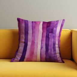 Purple Watercolor Stripe Cushion Cover, Modern Artistic Pink & Violet Throw Pillow Case, Custom Made Any Size Cover - thumbnail 3