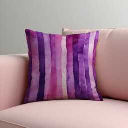 Purple Watercolor Stripe Cushion Cover, Modern Artistic Pink & Violet Throw Pillow Case, Custom Made Any Size Cover