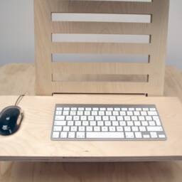 Adjustable Wood Laptop Stand - Workstation Deskstand Standing Desk Converter Computer Work Plywood Tabletop Add On - thumbnail 4