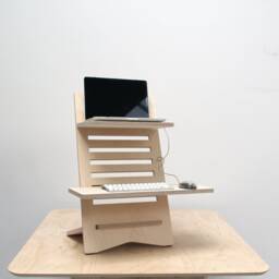 Adjustable Wood Laptop Stand - Workstation Deskstand Standing Desk Converter Computer Work Plywood Tabletop Add On