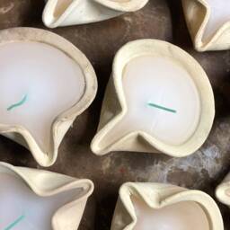 Handmade Clay Candle Bowl, Rustic Earthy Decor, Holy Land Gift - thumbnail 2
