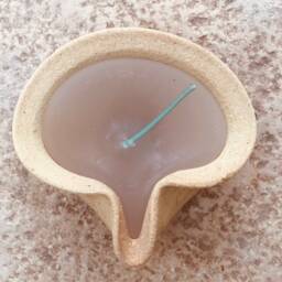 Handmade Clay Candle Bowl, Rustic Earthy Decor, Holy Land Gift - thumbnail 4