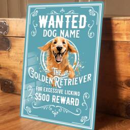 Personalised Golden Retriever Sign Metal Dog Breed Wall Door Decor Wanted Gifts Retro Tin Plaque Aluminium 200 X 305mm - thumbnail 3